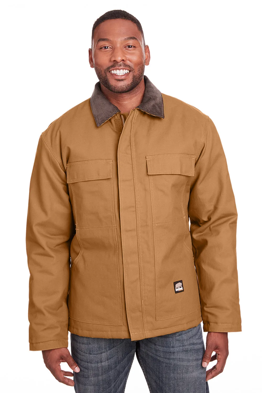 Berne Mens Heritage Duck Water Resistant Chore Full Zip Jacket - Duck Brown