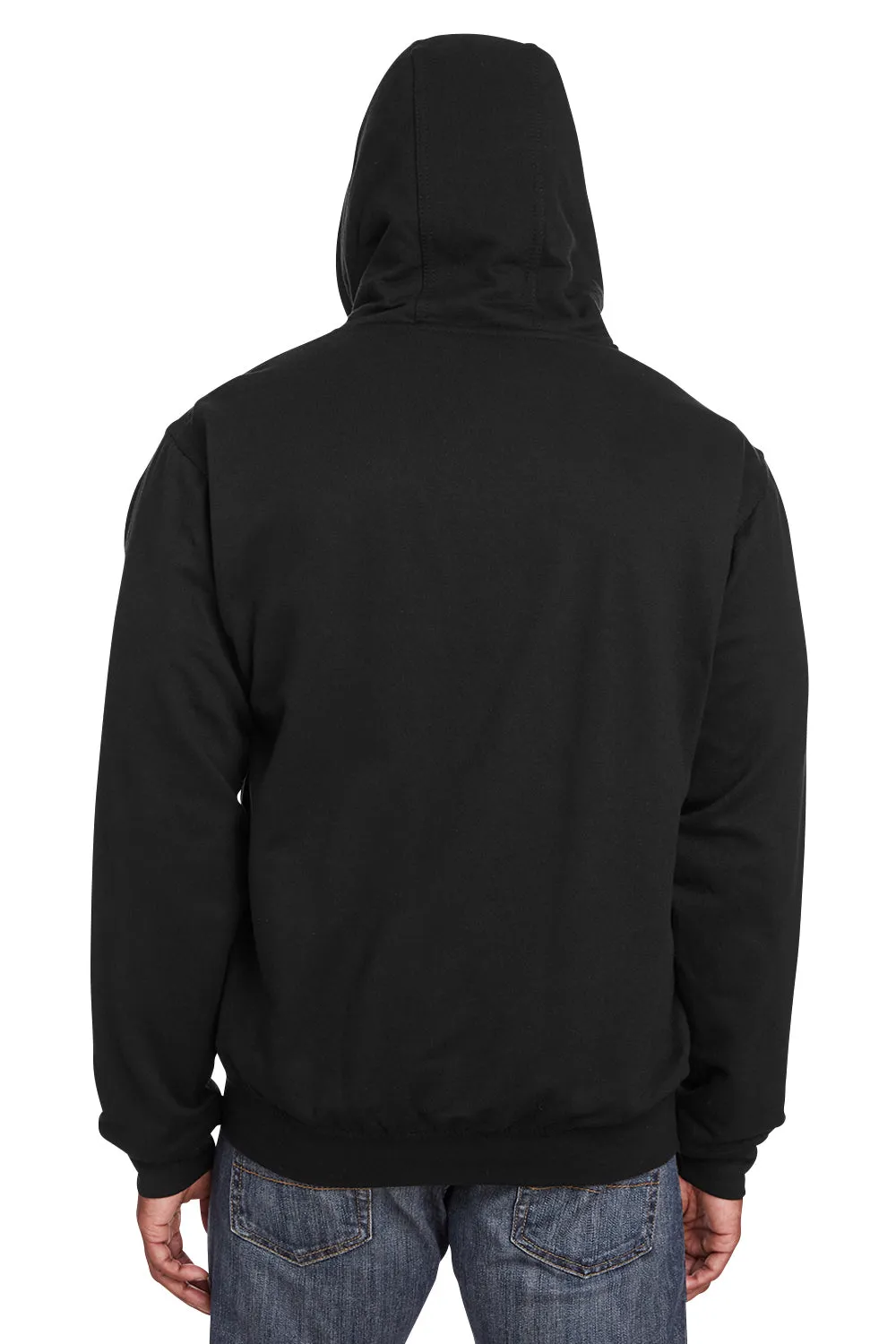 Berne Mens Heritage Fleece Full Zip Hooded Sweatshirt Hoodie w/ Pockets - Black