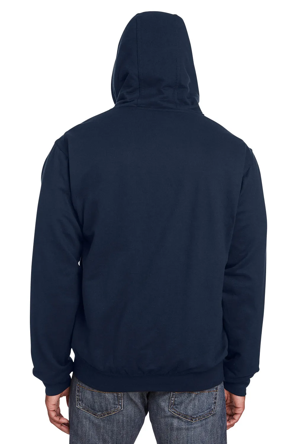 Berne Mens Heritage Fleece Full Zip Hooded Sweatshirt Hoodie w/ Pockets - Navy Blue