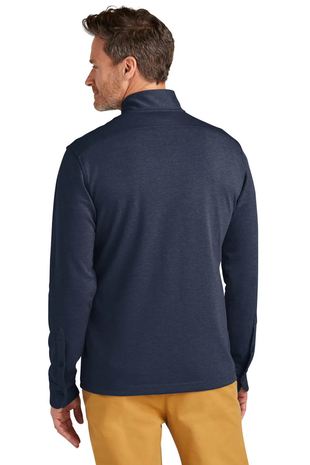 Brooks Brothers Mens 1/4 Button Down Sweatshirt - Heather Navy Blue