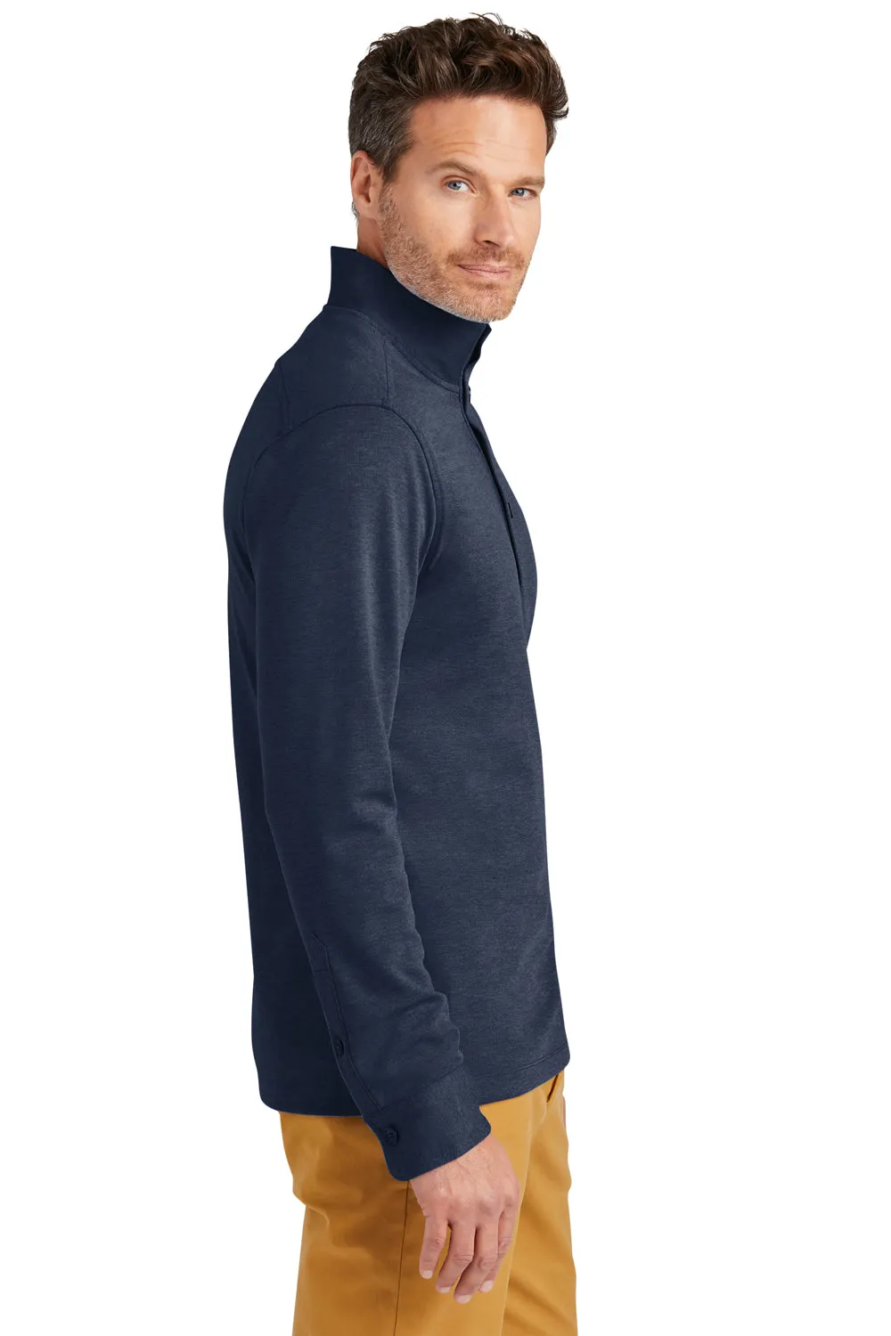 Brooks Brothers Mens 1/4 Button Down Sweatshirt - Heather Navy Blue