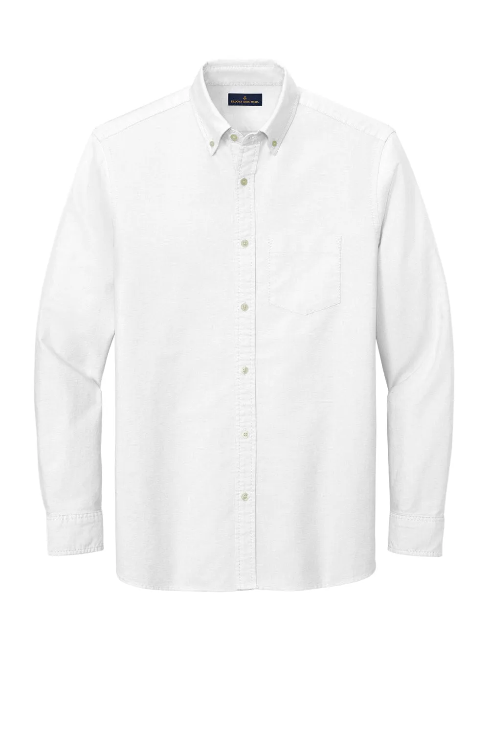 Brooks Brothers Mens Casual Oxford Long Sleeve Button Down Shirt w/ Pocket - White