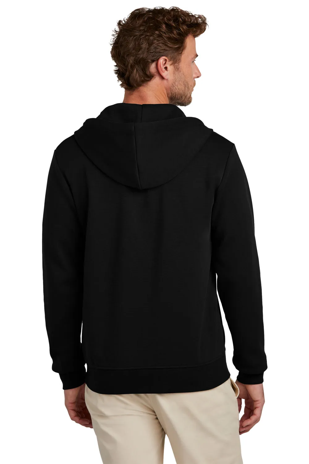 Brooks Brothers Mens Double Knit Full Zip Hooded Sweatshirt Hoodie w/ Pockets - Deep Black