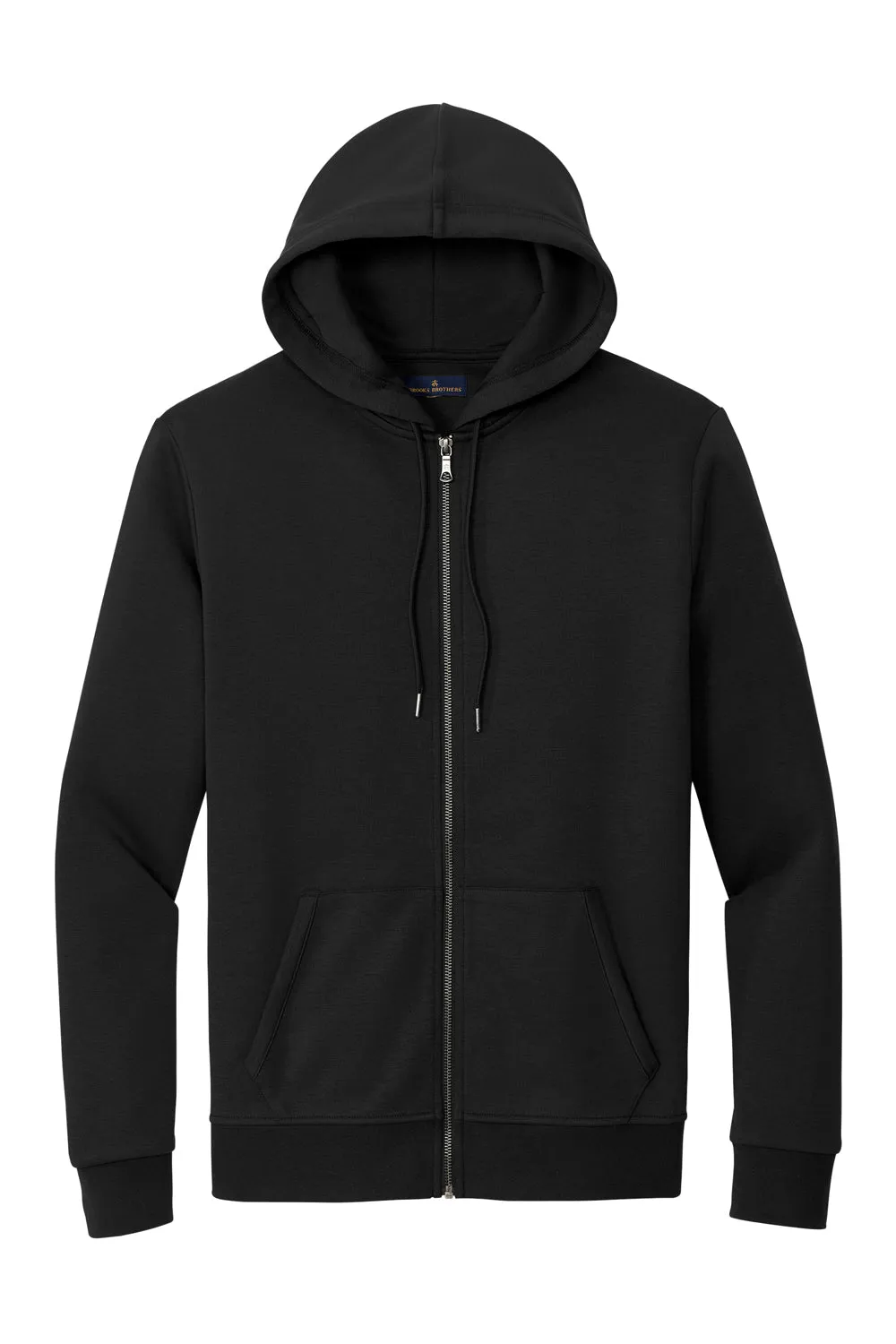 Brooks Brothers Mens Double Knit Full Zip Hooded Sweatshirt Hoodie w/ Pockets - Deep Black