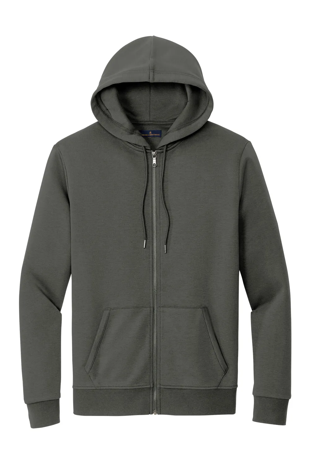 Brooks Brothers Mens Double Knit Full Zip Hooded Sweatshirt Hoodie w/ Pockets - Windsor Grey