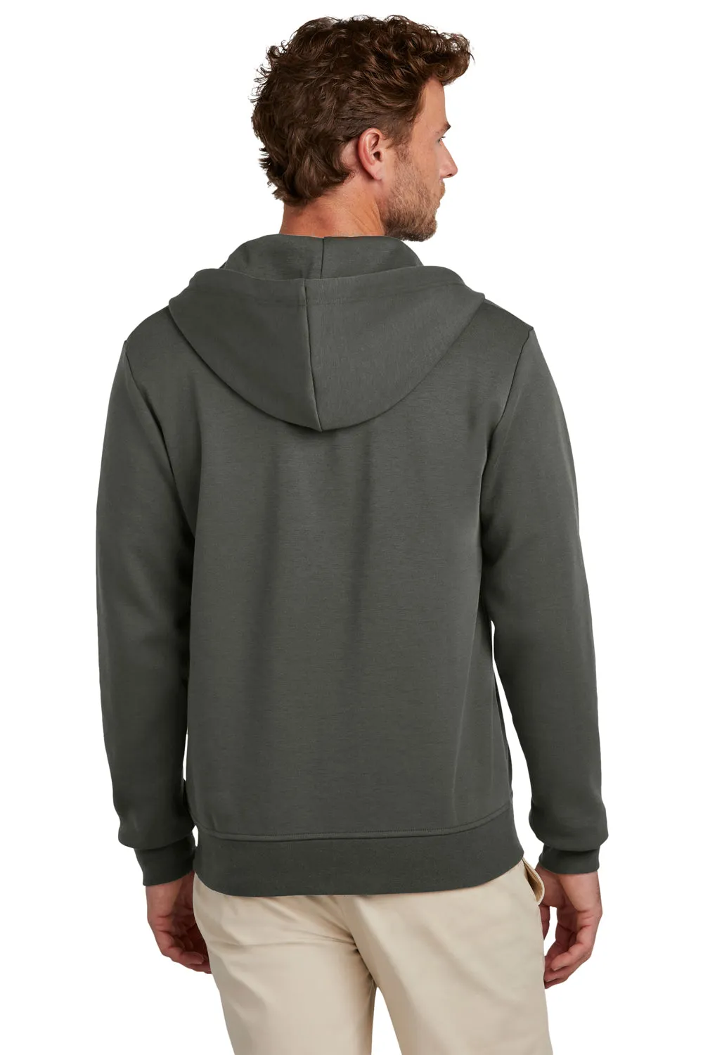 Brooks Brothers Mens Double Knit Full Zip Hooded Sweatshirt Hoodie w/ Pockets - Windsor Grey