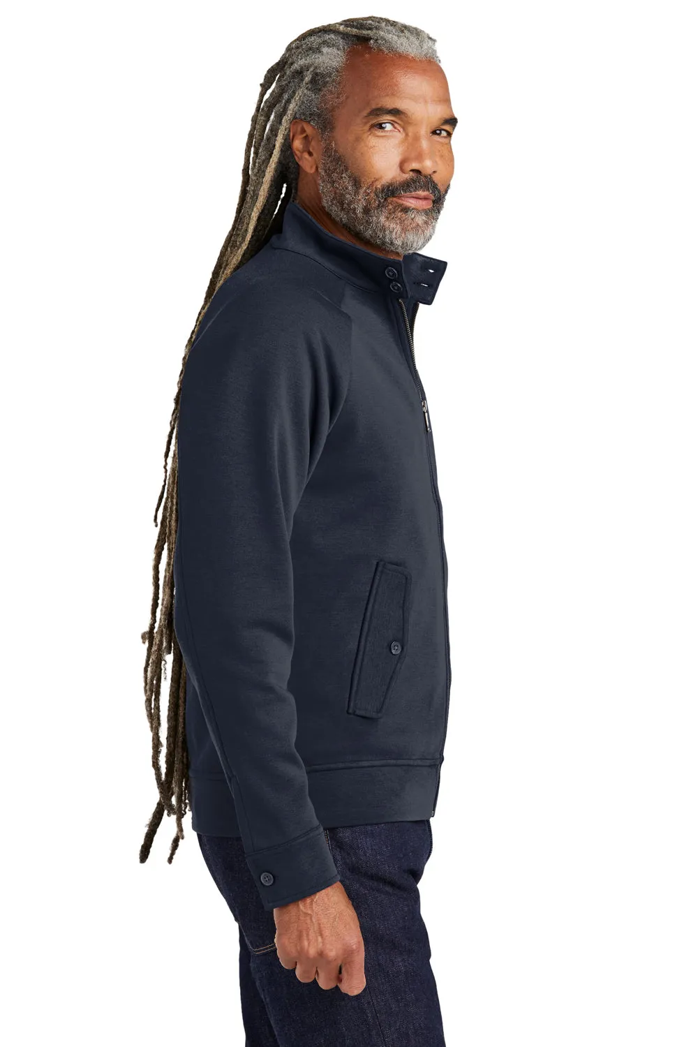 Brooks Brothers Mens Double Knit Full Zip Sweatshirt w/ Pockets - Night Navy Blue