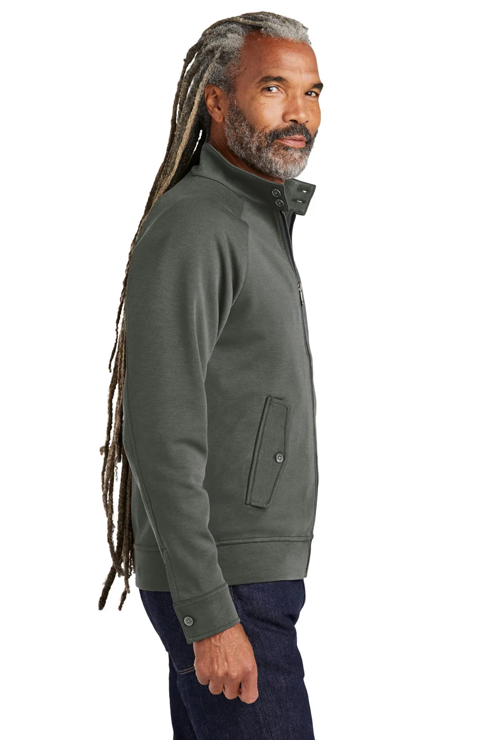 Brooks Brothers Mens Double Knit Full Zip Sweatshirt w/ Pockets - Windsor Grey
