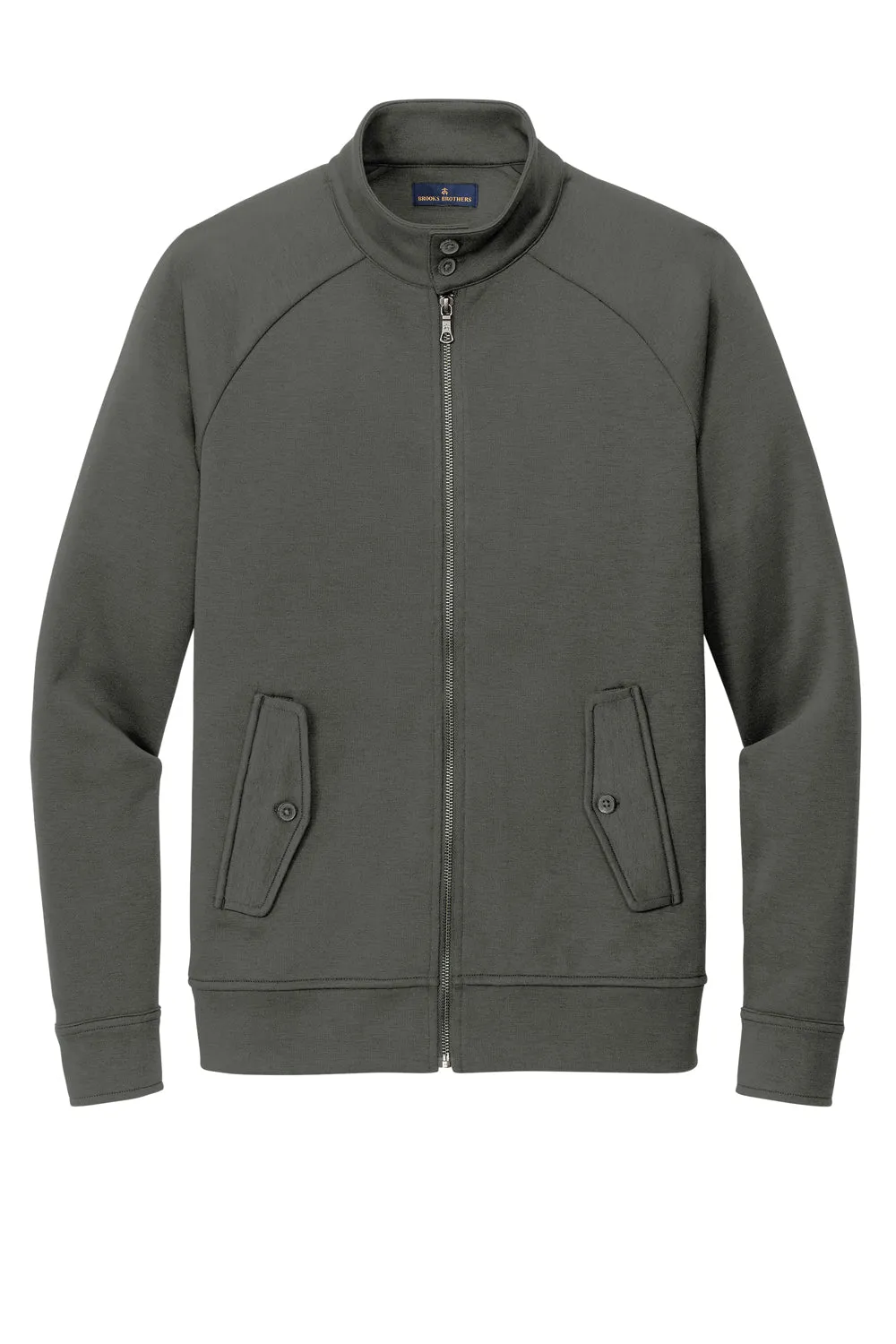 Brooks Brothers Mens Double Knit Full Zip Sweatshirt w/ Pockets - Windsor Grey