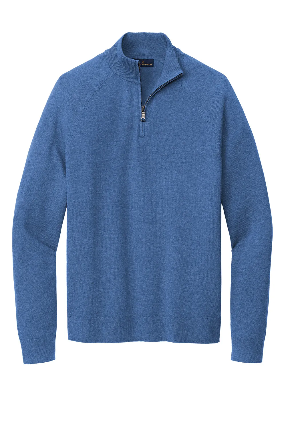 Brooks Brothers Mens Long Sleeve 1/4 Zip Sweater - Heather Charter Blue