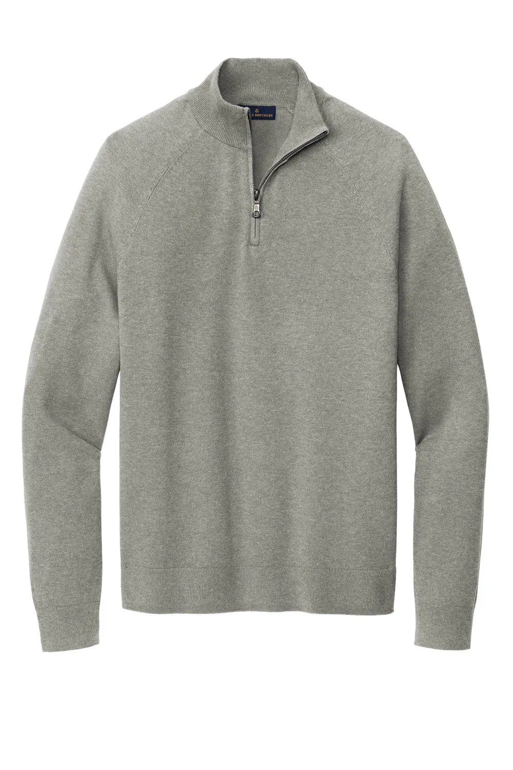 Brooks Brothers Mens Long Sleeve 1/4 Zip Sweater - Heather Light Shadow Grey
