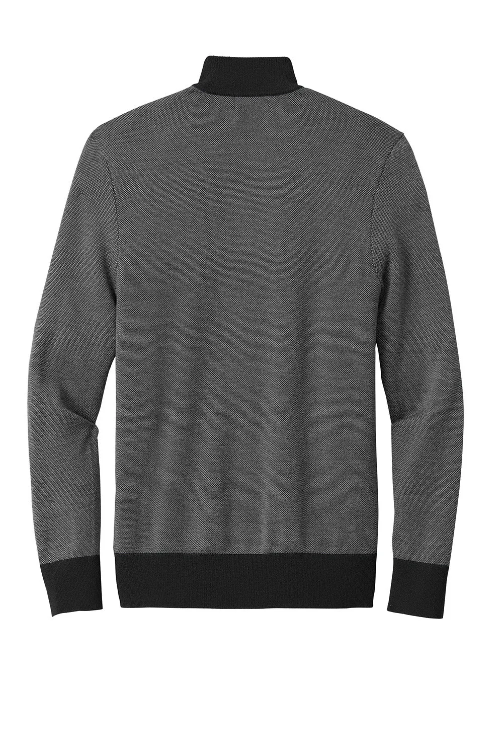 Brooks Brothers Mens Merino Birdseye Long Sleeve 1/4 Zip Sweater - Deep Black/Shadow Grey