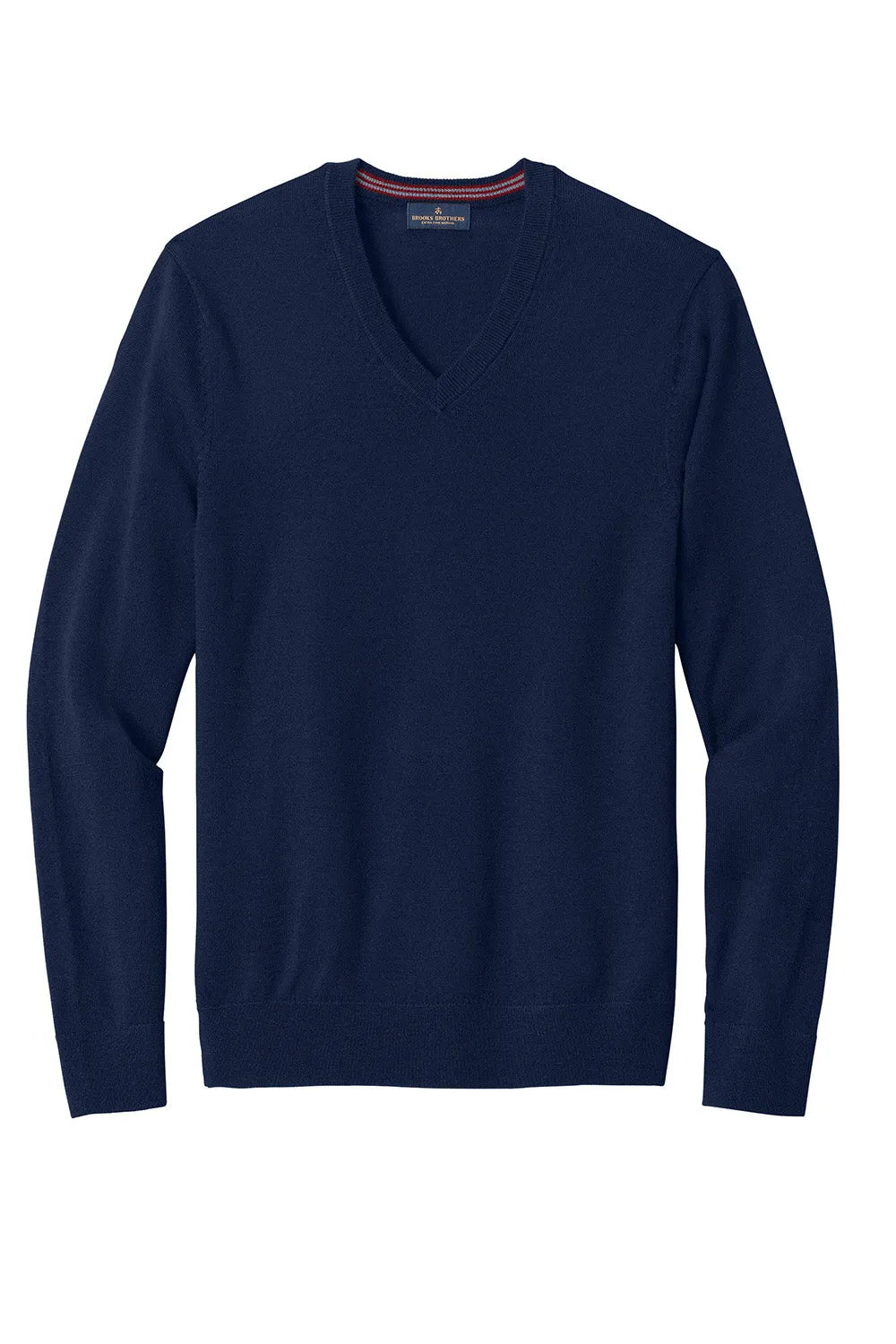 Brooks Brothers Mens Merino Long Sleeve V-Neck Sweater - Navy Blue Blazer