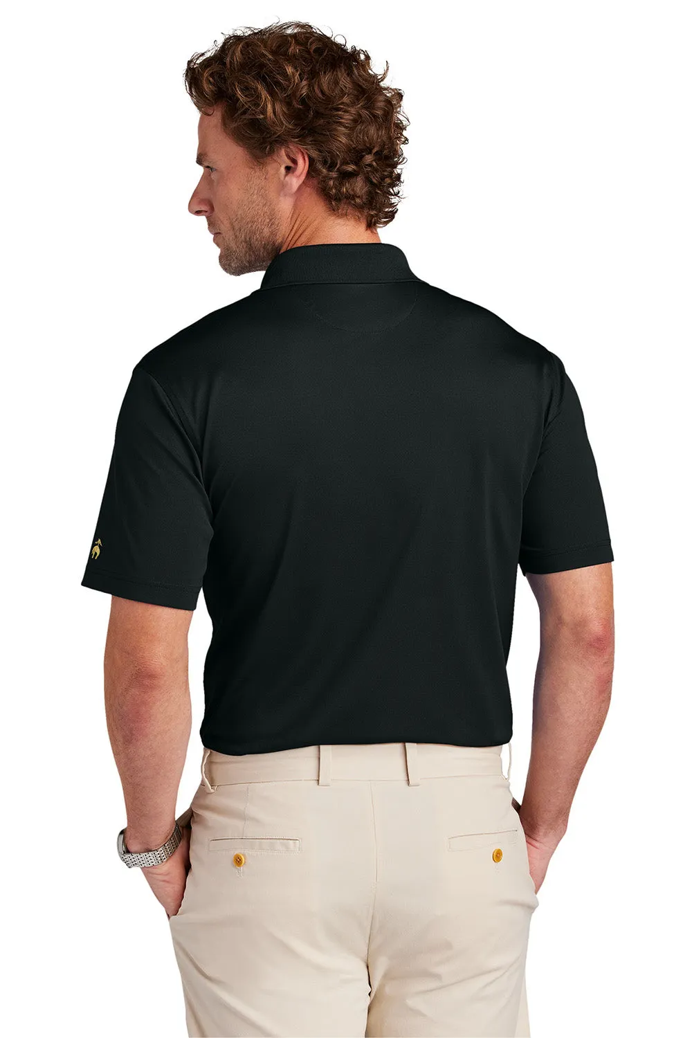 Brooks Brothers Mens Moisture Wicking Performance Mesh Pique Short Sleeve Polo Shirt - Deep Black