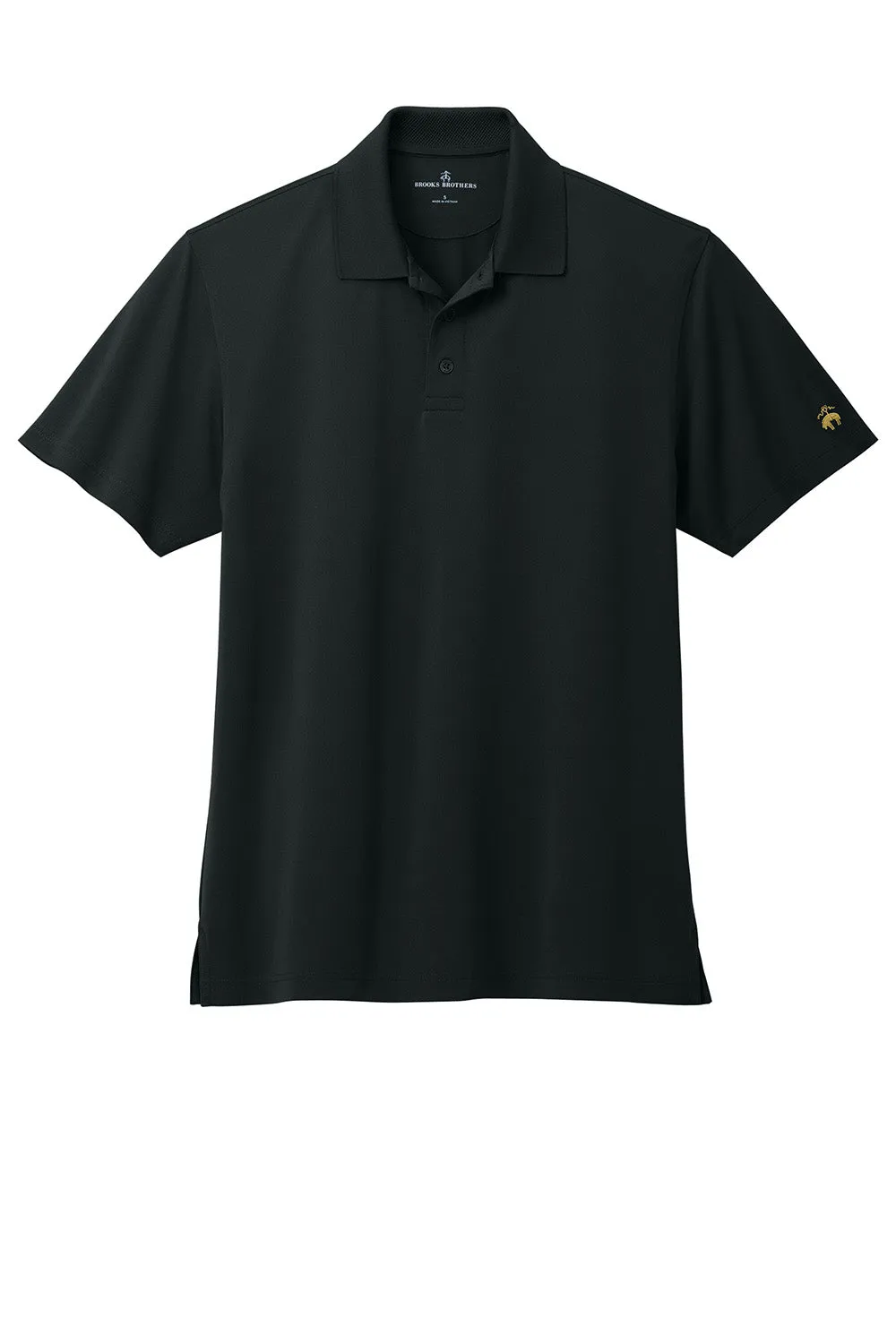 Brooks Brothers Mens Moisture Wicking Performance Mesh Pique Short Sleeve Polo Shirt - Deep Black