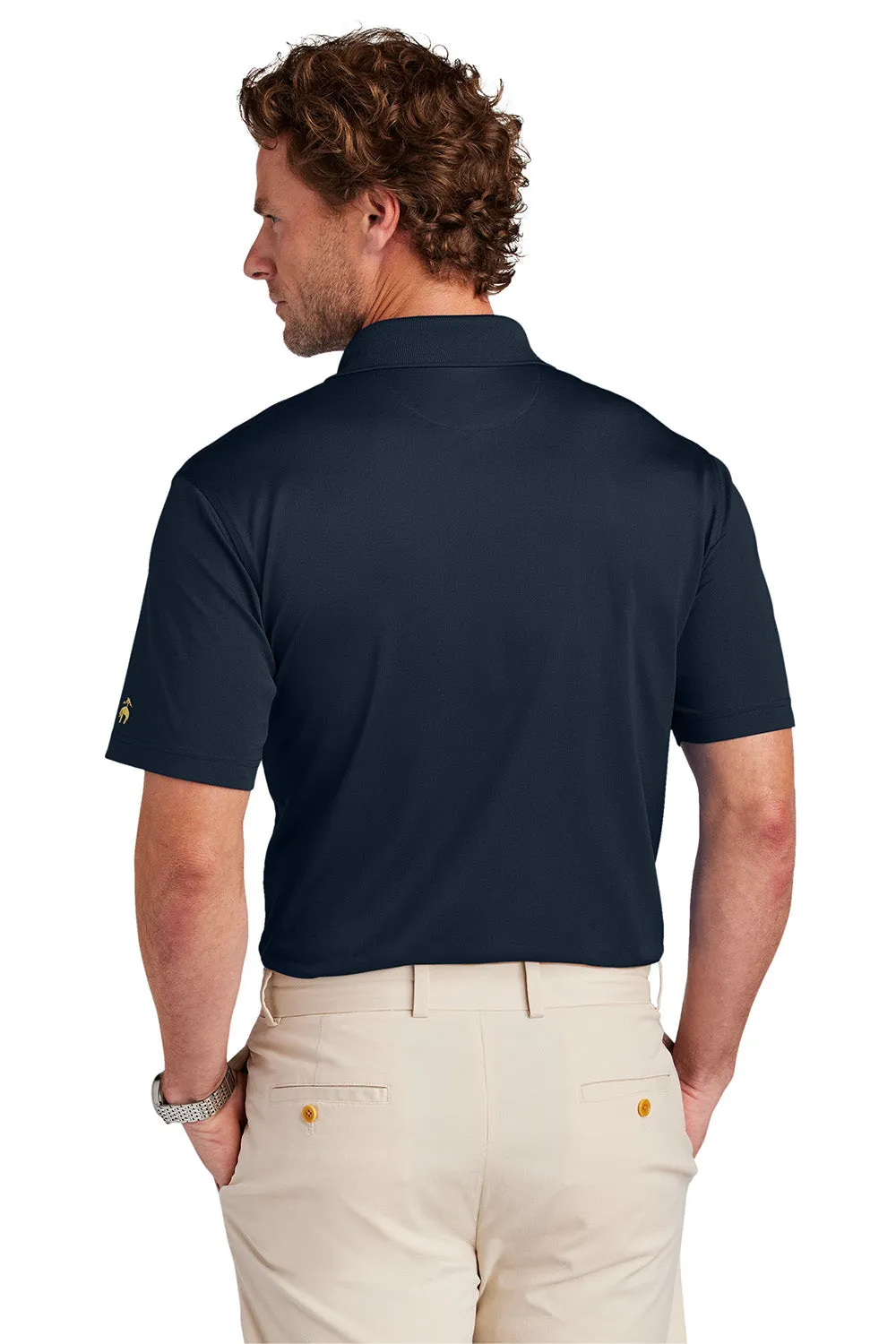 Brooks Brothers Mens Moisture Wicking Performance Mesh Pique Short Sleeve Polo Shirt - Navy Blue Blazer