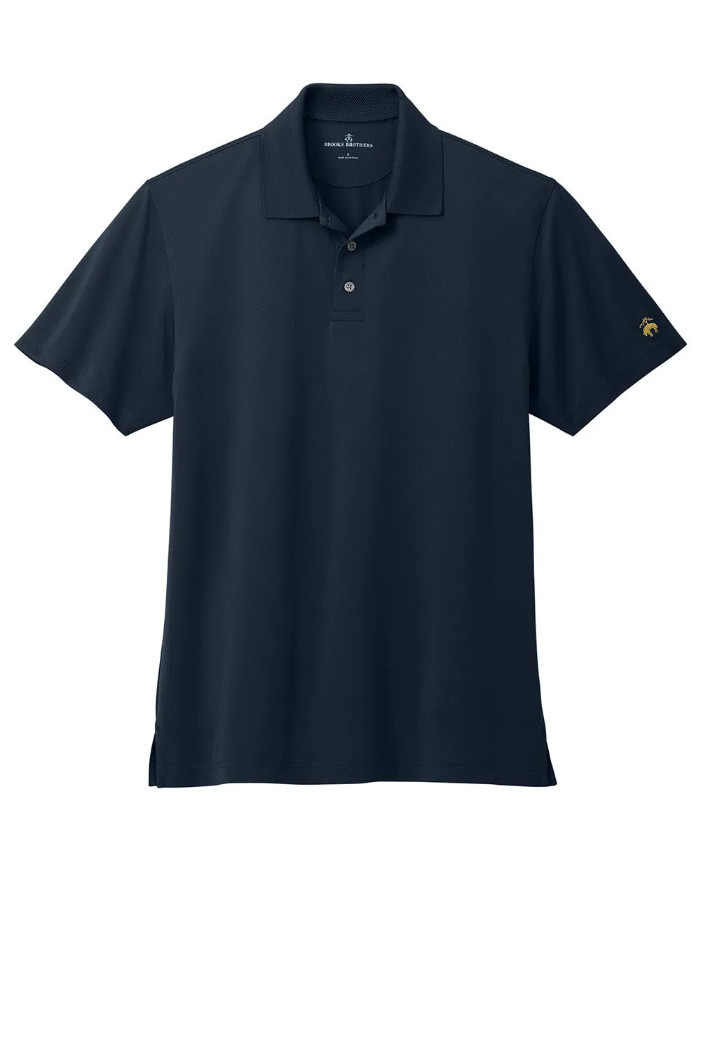 Brooks Brothers Mens Moisture Wicking Performance Mesh Pique Short Sleeve Polo Shirt - Navy Blue Blazer