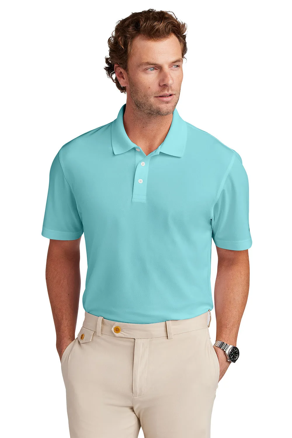 Brooks Brothers Mens Moisture Wicking Performance Mesh Pique Short Sleeve Polo Shirt - Soft Mint