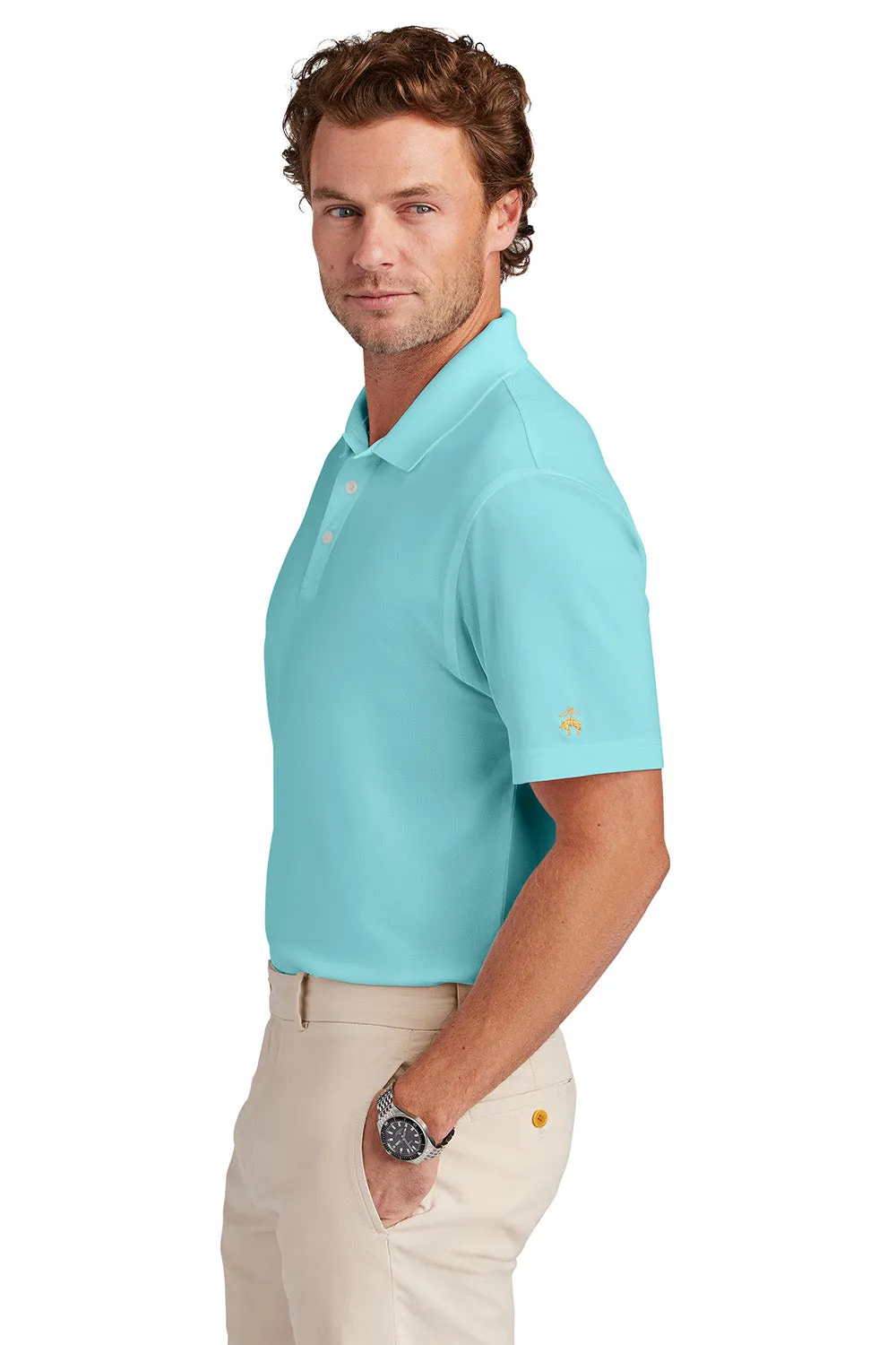 Brooks Brothers Mens Moisture Wicking Performance Mesh Pique Short Sleeve Polo Shirt - Soft Mint