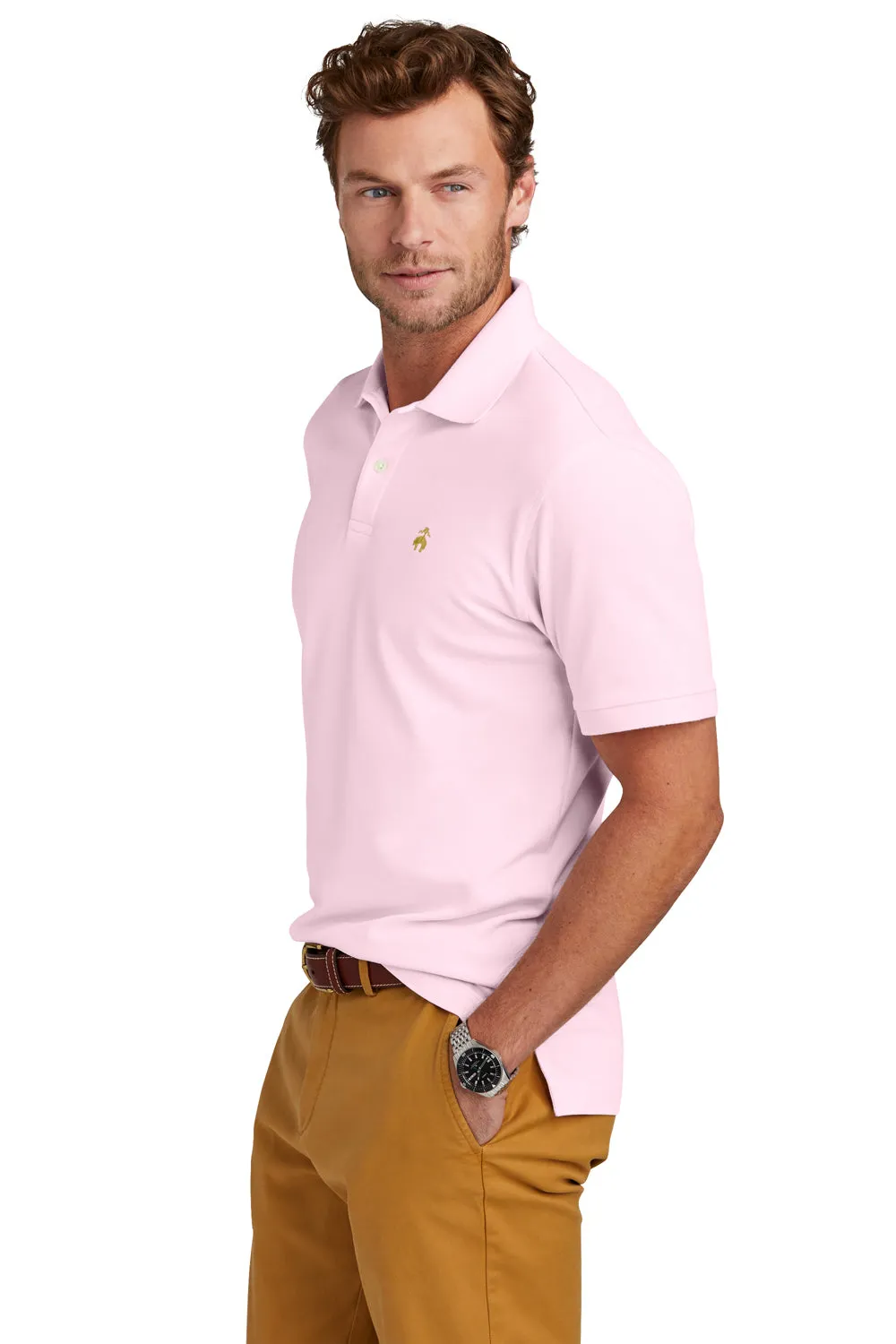 Brooks Brothers Mens Short Sleeve Polo Shirt - Pearl Pink