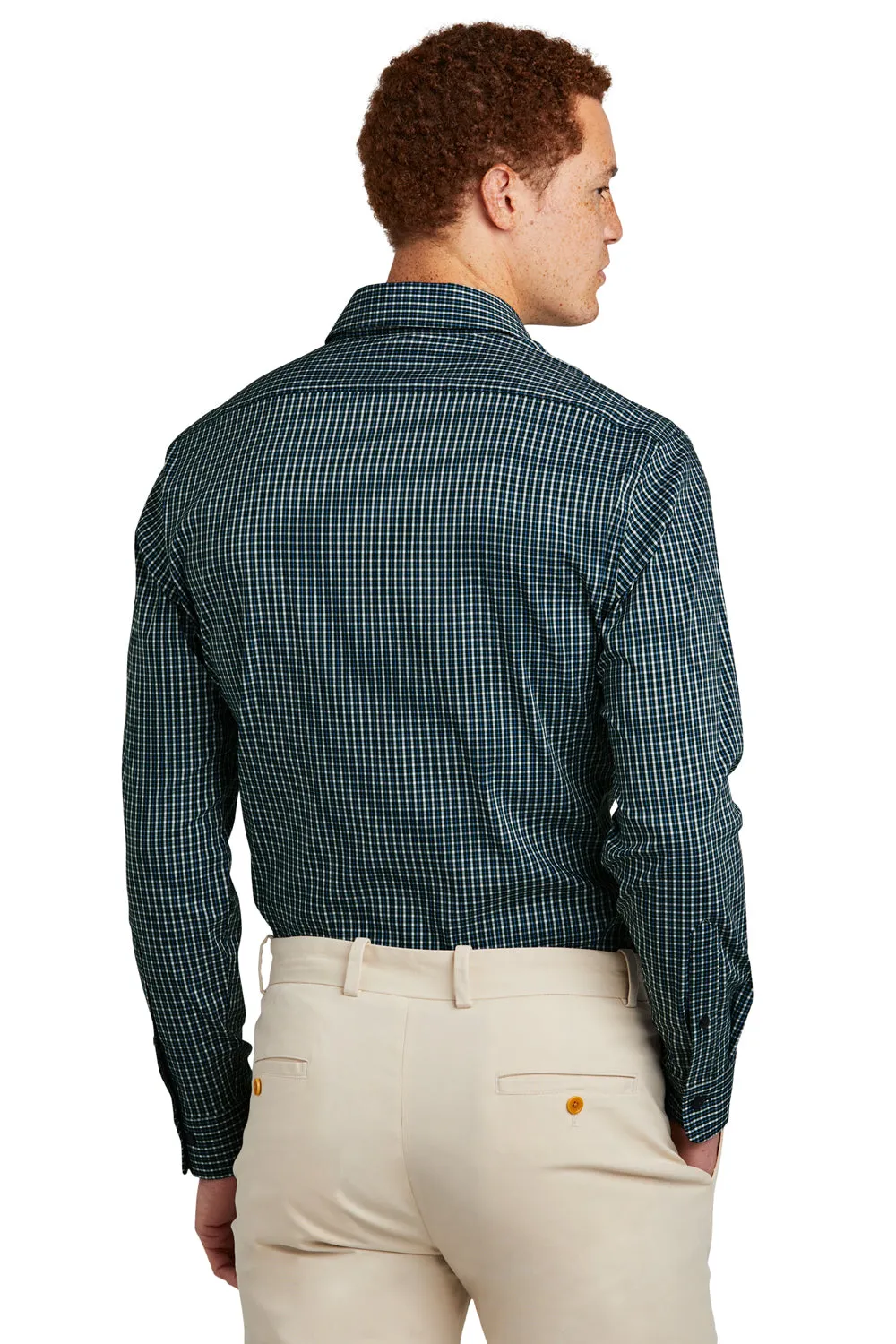 Brooks Brothers Mens Tech Stretch Long Sleeve Button Down Shirt - Dark Pine Green
