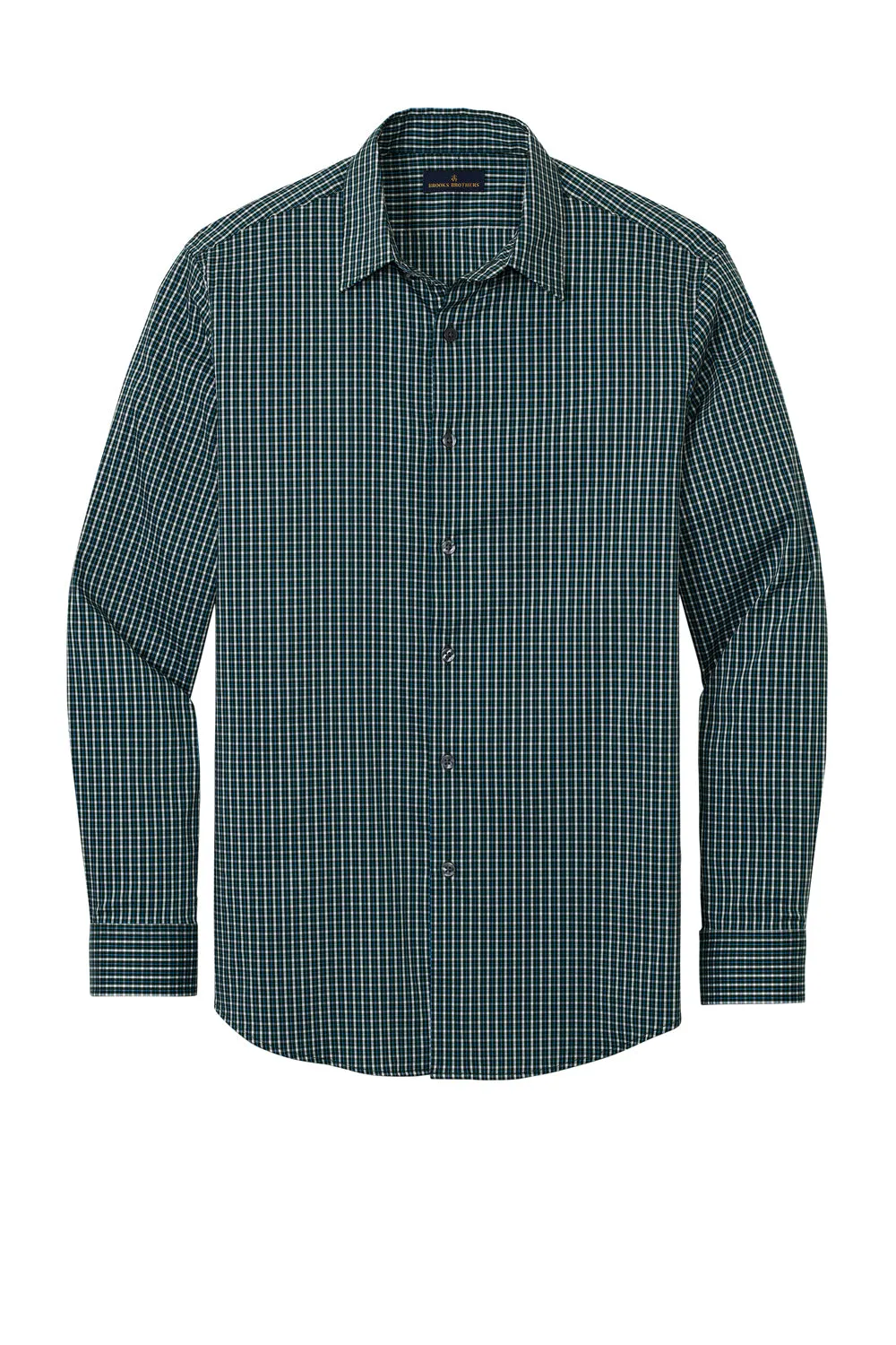 Brooks Brothers Mens Tech Stretch Long Sleeve Button Down Shirt - Dark Pine Green