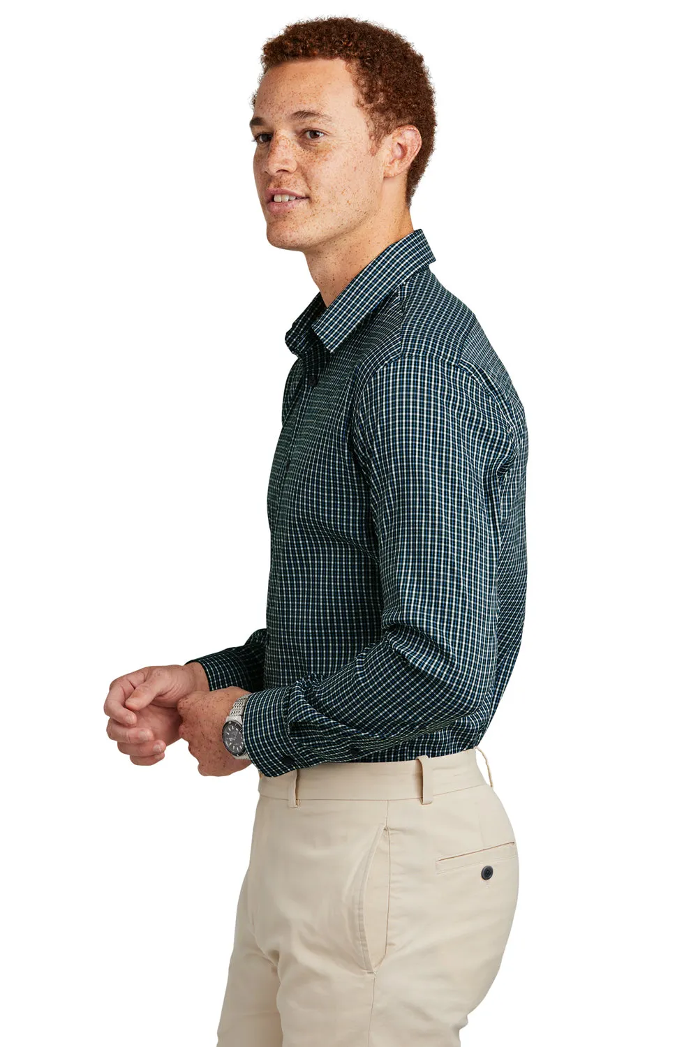 Brooks Brothers Mens Tech Stretch Long Sleeve Button Down Shirt - Dark Pine Green