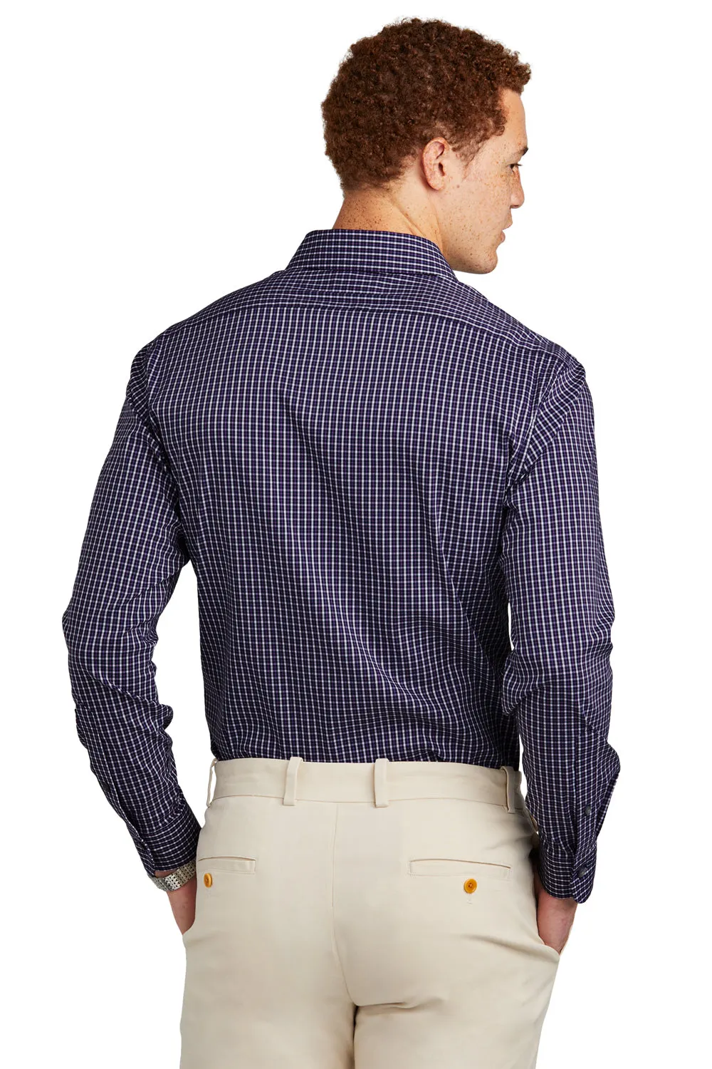 Brooks Brothers Mens Tech Stretch Long Sleeve Button Down Shirt - Navy Blue