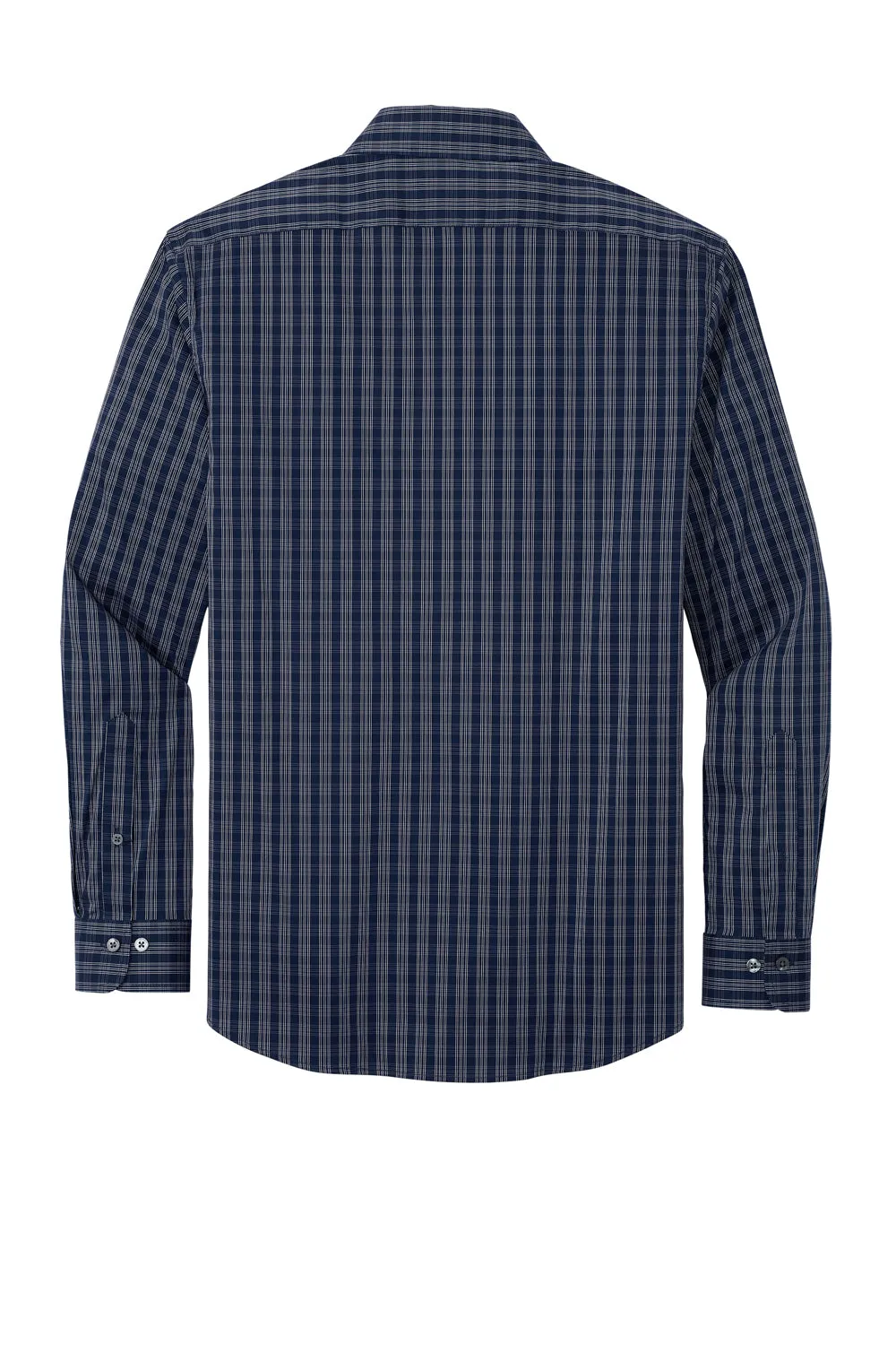 Brooks Brothers Mens Tech Stretch Long Sleeve Button Down Shirt - Navy Blue/White