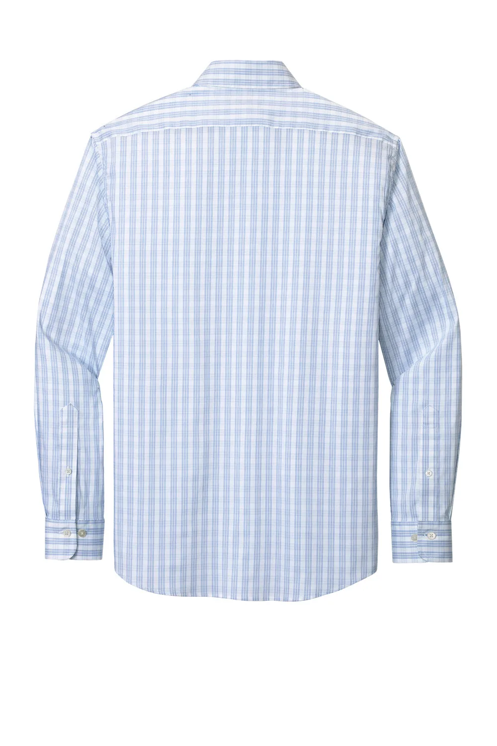 Brooks Brothers Mens Tech Stretch Long Sleeve Button Down Shirt - White/Newport Blue