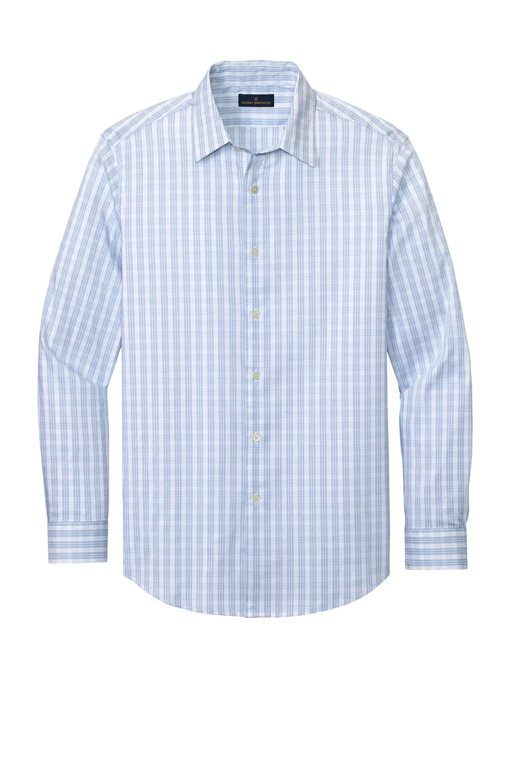 Brooks Brothers Mens Tech Stretch Long Sleeve Button Down Shirt - White/Newport Blue