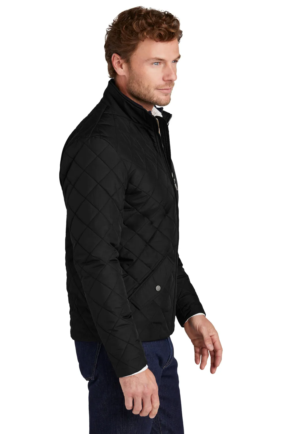Brooks Brothers Mens Water Resistant Quilted Full Zip Jacket - Deep Black
