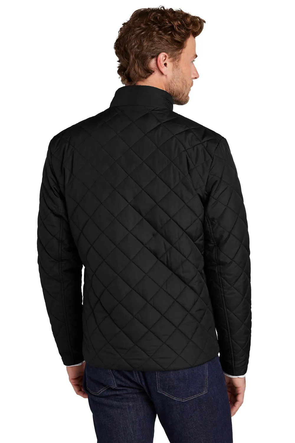 Brooks Brothers Mens Water Resistant Quilted Full Zip Jacket - Deep Black