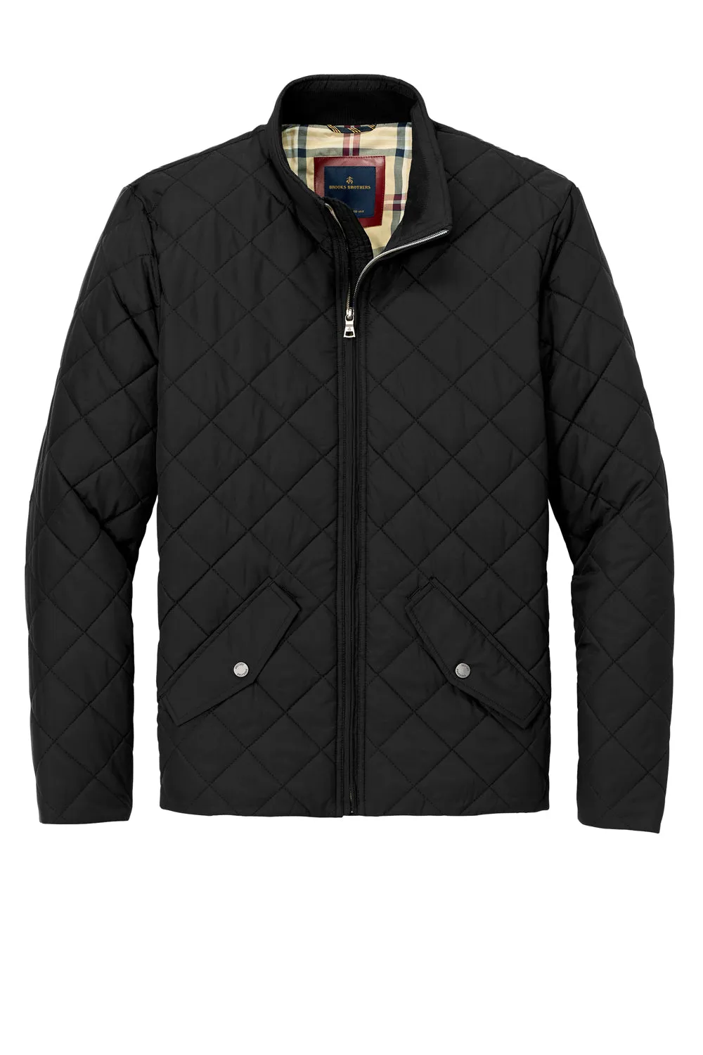 Brooks Brothers Mens Water Resistant Quilted Full Zip Jacket - Deep Black