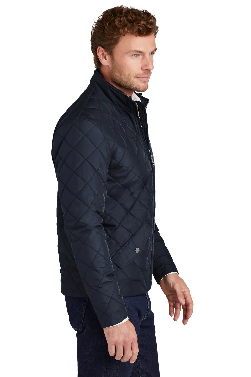 Brooks Brothers Mens Water Resistant Quilted Full Zip Jacket - Night Navy Blue
