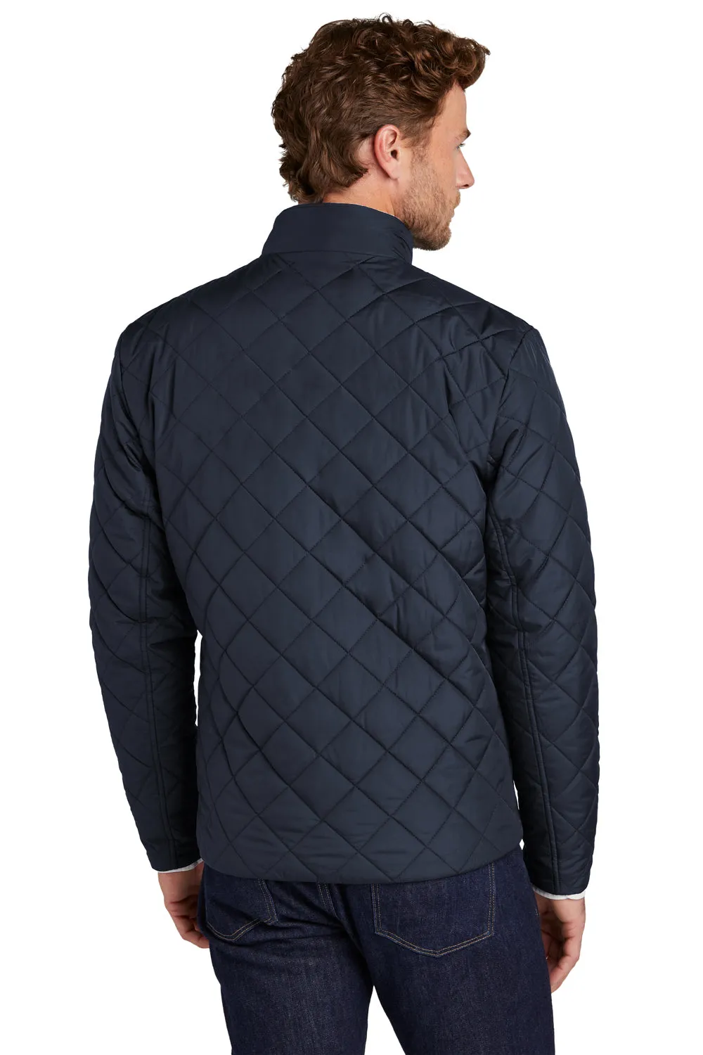 Brooks Brothers Mens Water Resistant Quilted Full Zip Jacket - Night Navy Blue