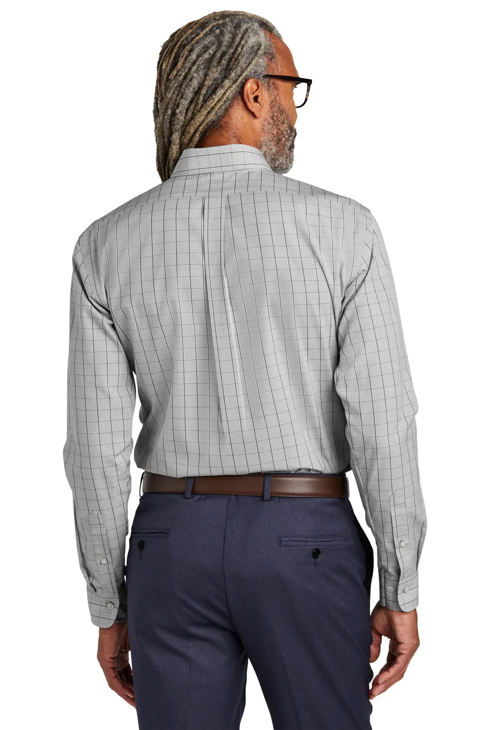 Brooks Brothers Mens Wrinkle Resistant Long Sleeve Button Down Shirt w/ Pocket - Shadow Grey