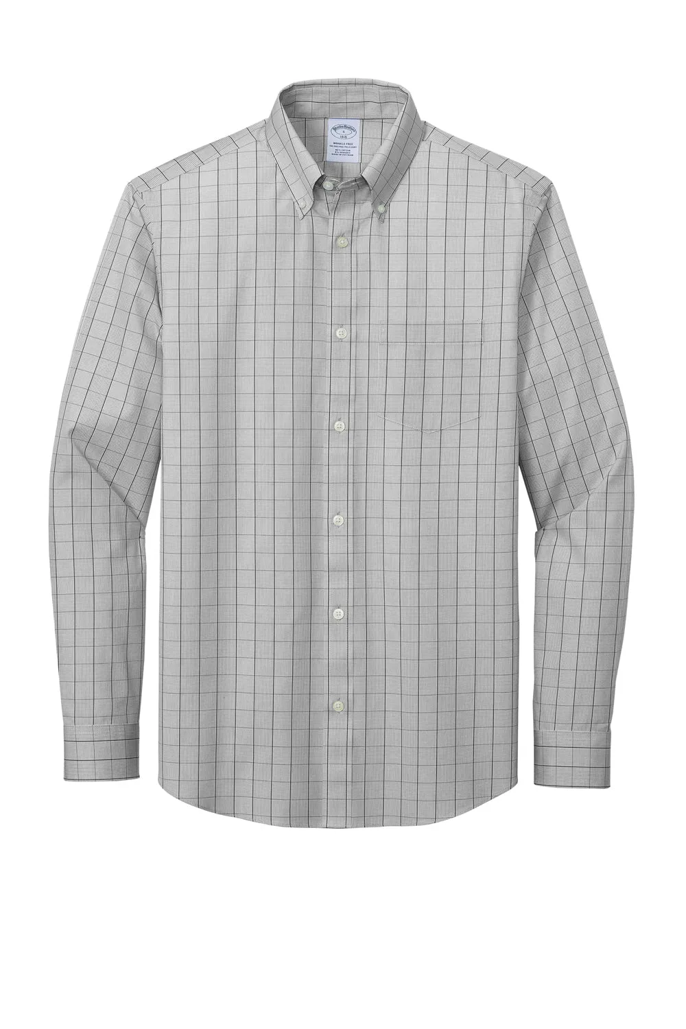 Brooks Brothers Mens Wrinkle Resistant Long Sleeve Button Down Shirt w/ Pocket - Shadow Grey
