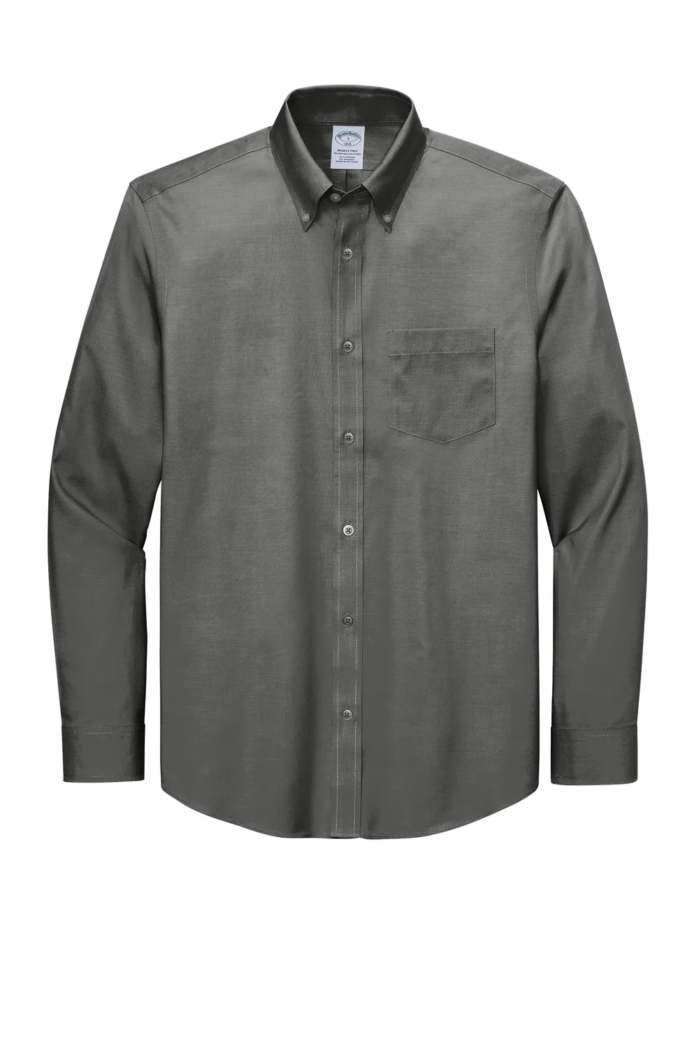 Brooks Brothers Mens Wrinkle Resistant Pinpoint Long Sleeve Button Down Shirt w/ Pocket - Deep Black