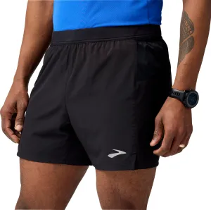 Brooks Journey 5 Inch Mens Running Shorts - Black men's shorts for summer activities and lounging