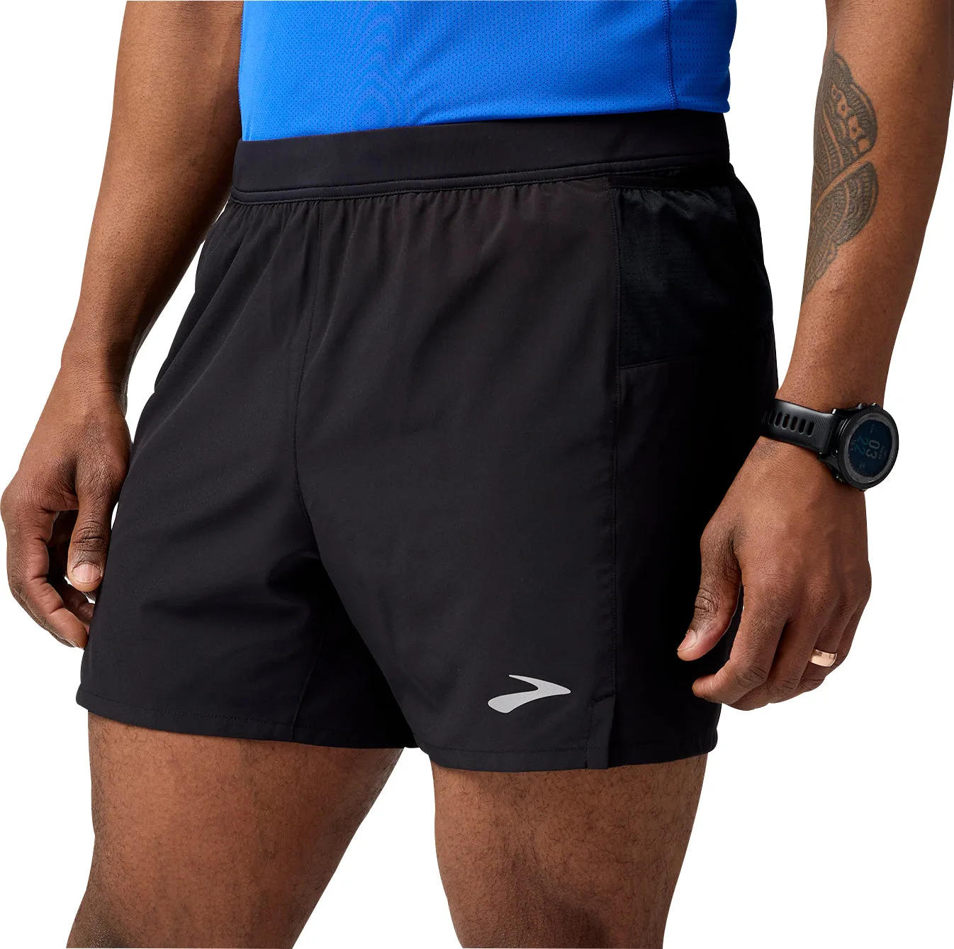 Brooks Journey 5 Inch Mens Running Shorts - Black men's shorts for summer activities and lounging