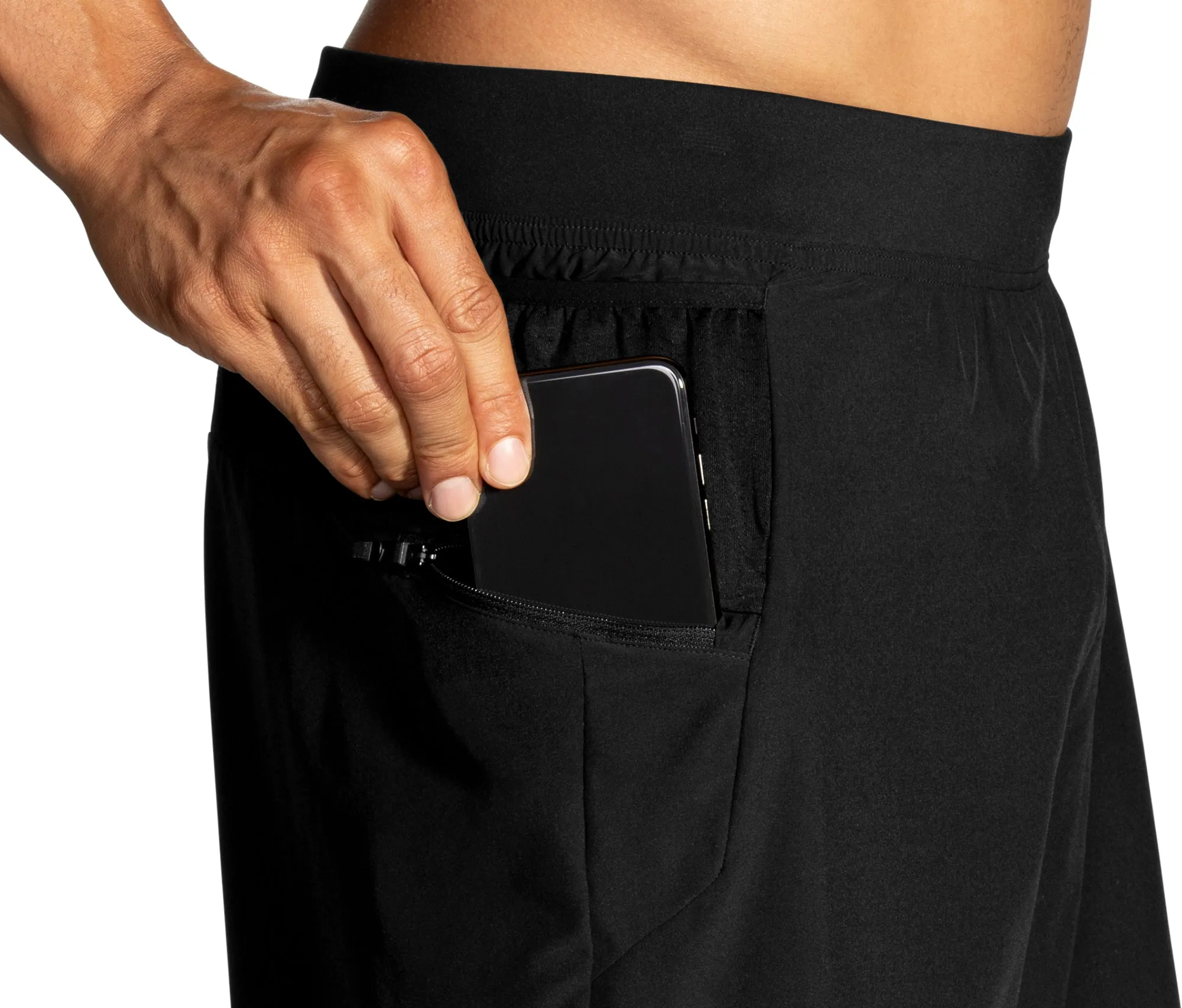 Brooks Sherpa 7 Inch Mens 2 In 1 Running Shorts - Black
