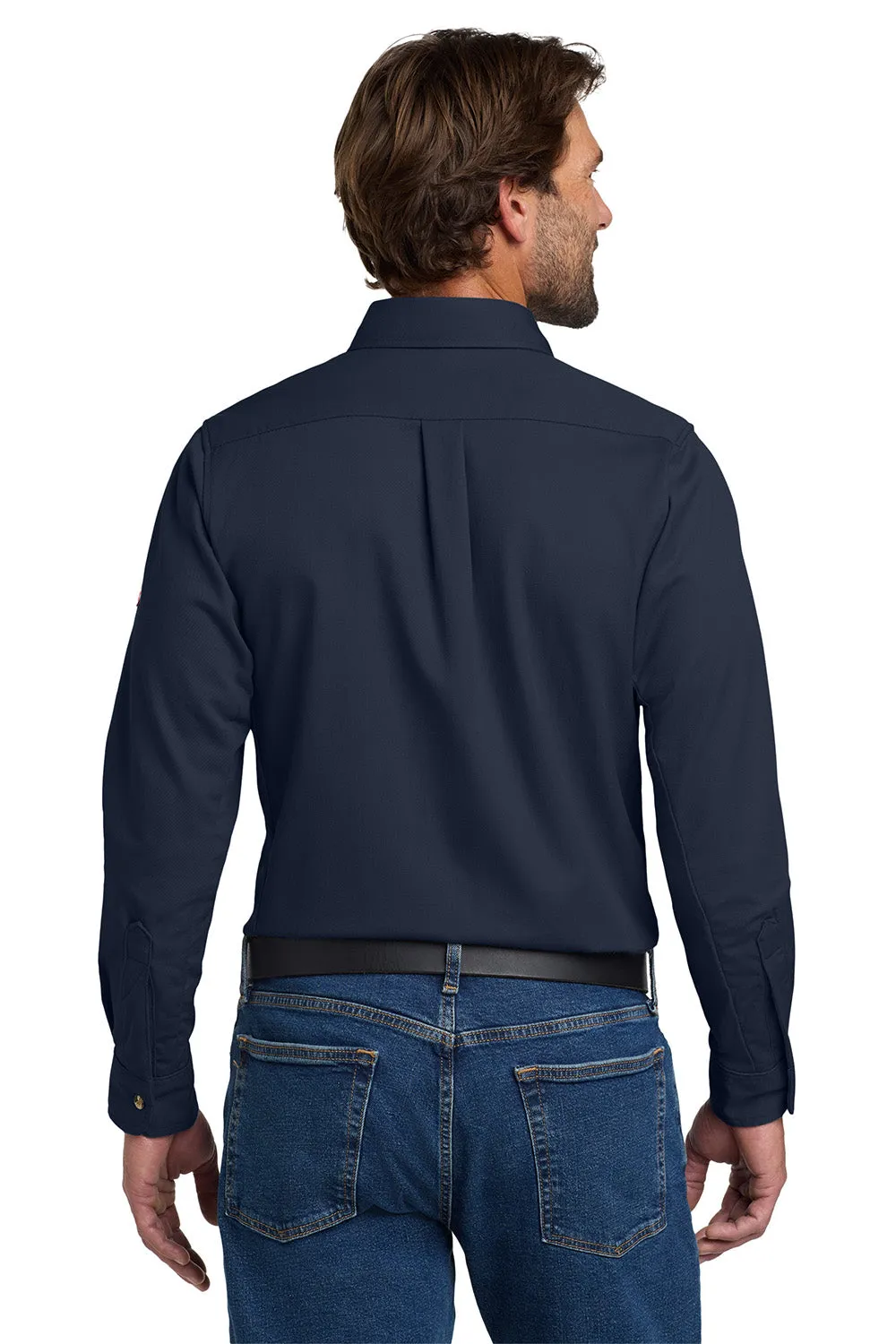 Bulwark Mens EXCEL FR ComforTouch Long Sleeve Button Down Shirt w/ Double Pockets - Navy Blue