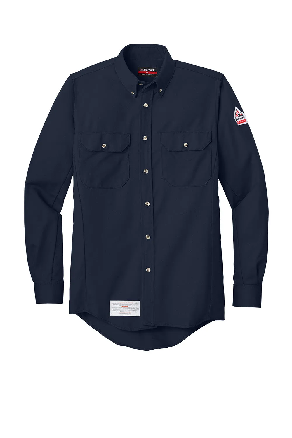 Bulwark Mens EXCEL FR ComforTouch Long Sleeve Button Down Shirt w/ Double Pockets - Navy Blue