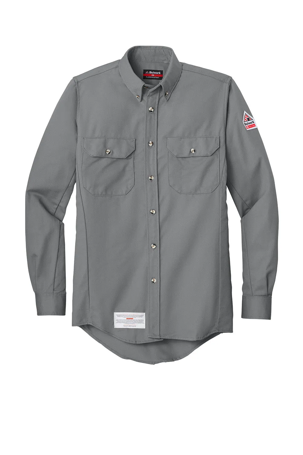 Bulwark Mens EXCEL FR ComforTouch Long Sleeve Button Down Shirt w/ Double Pockets - Silver Grey