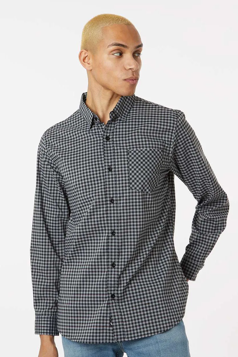 Burnside Mens Burn Long Sleeve Button Down Shirt - Grey/Black