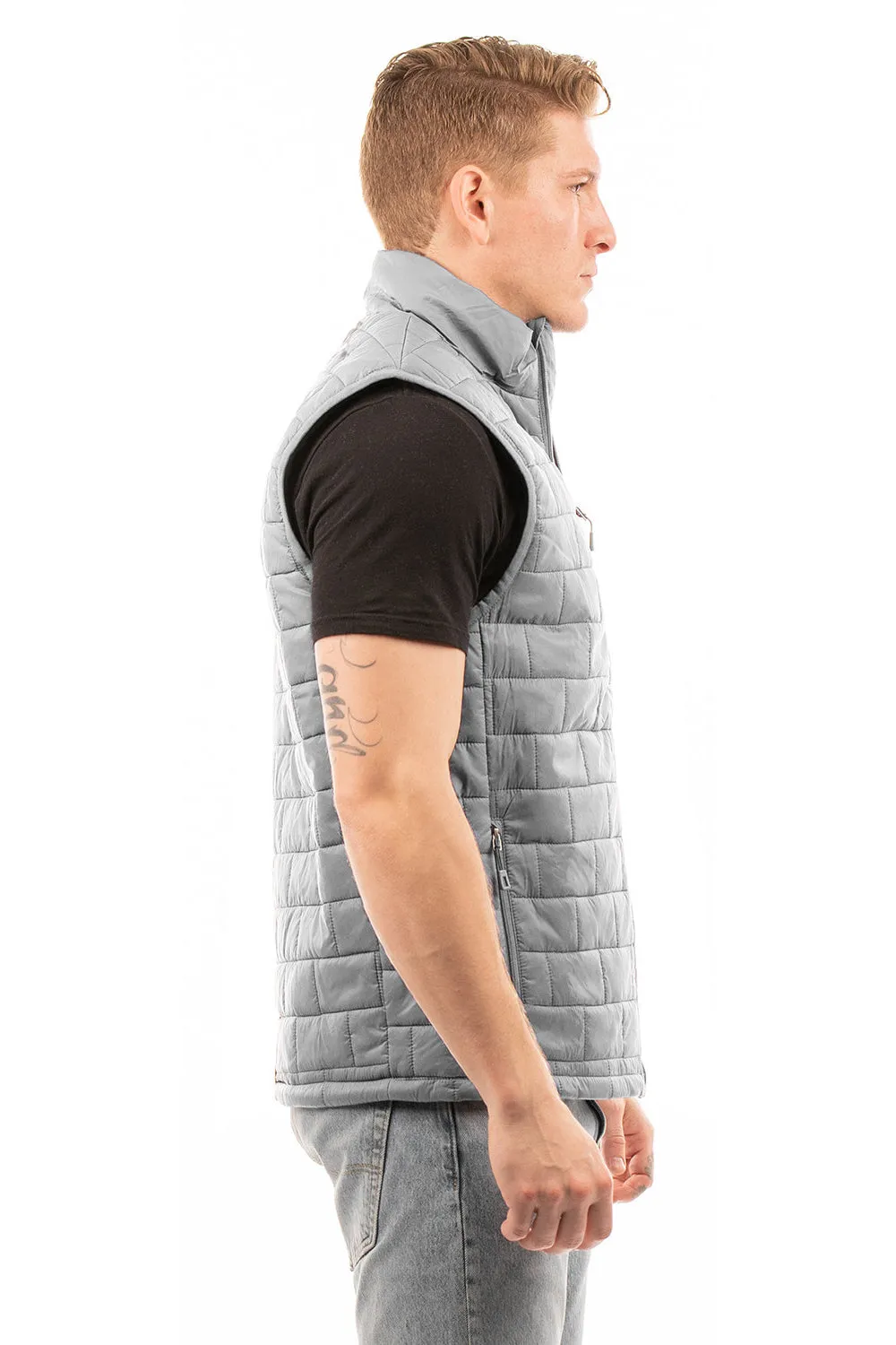 Burnside Mens Element Full Zip Puffer Vest - Steel Grey