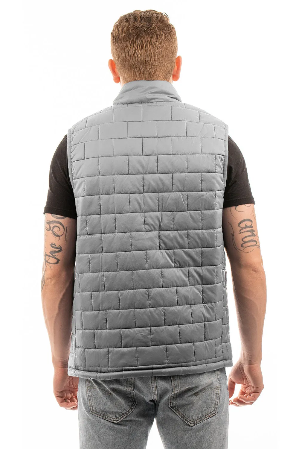 Burnside Mens Element Full Zip Puffer Vest - Steel Grey