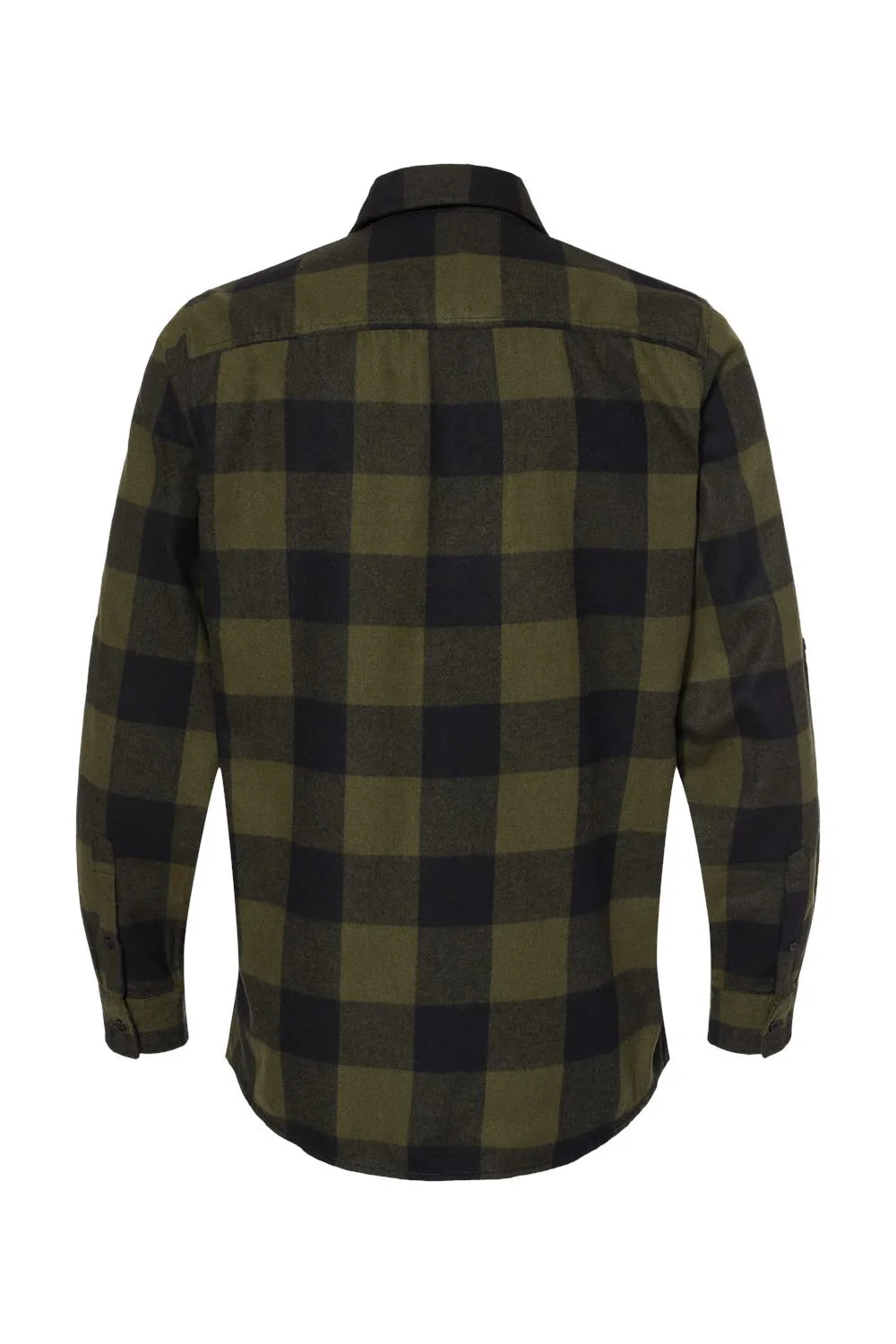 Burnside Mens Flannel Long Sleeve Button Down Shirt w/ Double Pockets - Army Green/Black