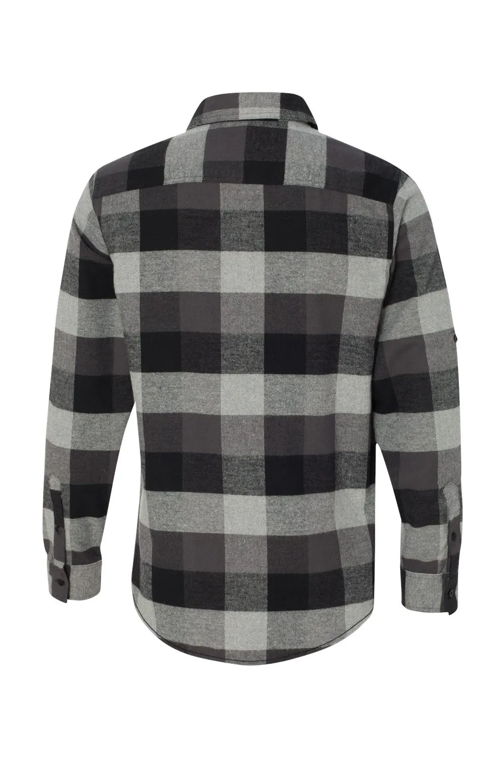 Burnside Mens Flannel Long Sleeve Button Down Shirt w/ Double Pockets - Black/Grey